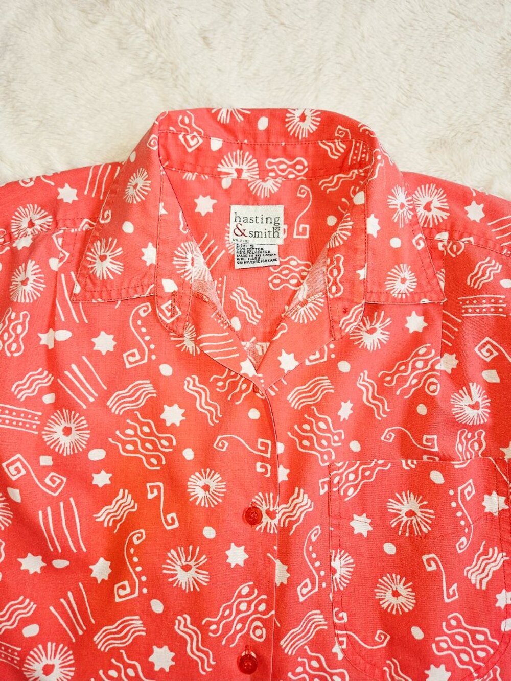 Hasting & Smith VTG 80's Women's Summer Shirt Top Blouse Southwestern print S - Picture 2 of 4